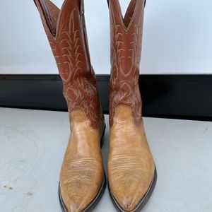 Vintage Nocona Cowboy Boots-Brown/Yellow